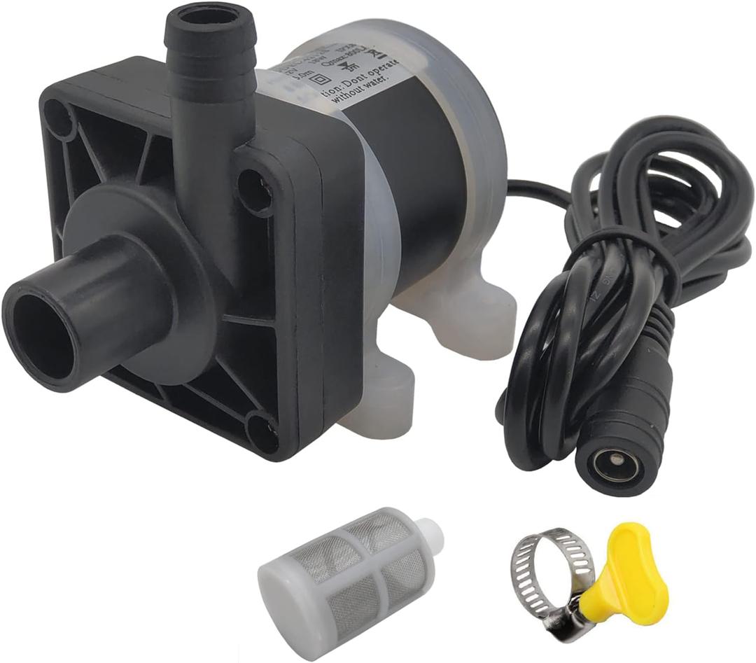 DC 12V submersible pump 210GPH 18W durable fountain water pump, head 5M with filter, suitable for pond fountain, hydroponics, aquarium fish tank, solar water circulation system
