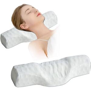 Cervical Neck Pillow for Pain Relief Sleeping, Neck roll Pillow Memory Foam for Stiff Neck Pain Relief Travel Bolster Pillow for Bed for Side Sleepers Back Sleeper. (White)