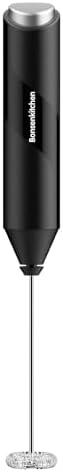 Bonsenkitchen Powerful Milk Frother for Coffee, Fast Handheld Drink Mixer with Stainless Steel Whisk, Battery Operated Hand Frother Stirrer Wand-Black
