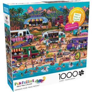 Buffalo Games - Pun Fuzzles - Hawaiian Food Truck Festival - 1000 Piece Jigsaw Puzzle For Adults -Challenging Puzzle Perfect for Game Nights - Finished Size is 26.75 x 19.75