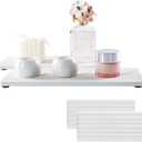 2 PCS Water Absorbent Diatomite Coasters (12.2" x 5.5"), Grooved Design, Water Absorbing Stone Used for Hand Soaps & Plants & toiletries in The Modern Home (White)