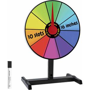 16 Inch Prize Wheel Spinner with Stand - Tabletop Color Spinning Wheel for Prizes, Spin The Wheel Game with 10 Slots, Roulette Wheel Spinner for Trade Show, Carnival, Party and Home Games