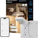 Enbrighten Vibe Add-an-Outlet Light Adapter, Smart Outdoor Outlet with Two GFCI Outlets for Porch Lights, Security Cameras, Direct Wire, Compatible with Alexa, Google Assistant, White, 80750