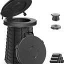 XXL 19.7"H Adjustable Foldable Portable Camping Toilet, Luggable Loo with Lid, Strap,Toilet Bag for Camping, Hiking, Travel and Car (Black)