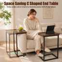 SLEEPING LAMB C Shaped End Table with TV Tray Top, 28'' Tall Sofa Arm Table, 16''L x 11.8'' W x 28''H