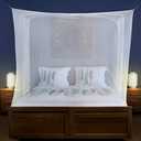 Mosquito Net for Single to King-Sized Beds – 2 Side Openings & 6 Hanging Loops – Decorative Rectangular Shape for Home & Travel – Bed Canopy Hanging Kit & Carrying Bag Included