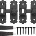 uxcell 2Pcs 90/180 Degree Flip Gate Latches, Aluminum Alloy Flip Sliding Barn Door Latch with Screws & Glue, Heavy Door Lock for Barn Cabinet Wood Fence, Garage Window, Black