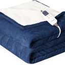 Heat Blanket 72x84 Full Size,Soft Flannel & Sherpa Reversible Electric Blanket with 10 Heat Settings,12 Timer Setting and 8 Hours Auto-Shut Off,ETL Certified Machine Washable,Dark Blue