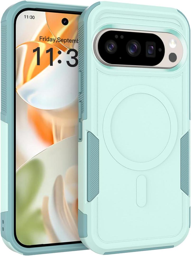 Designed for Google Pixel 10/Pixel 10 Pro Case 2 in 1 Military Grade Drop Heavy Duty Rugged Shockproof Protective Cover Case for Pixel 10/10 Pro Phone Case (Mint)