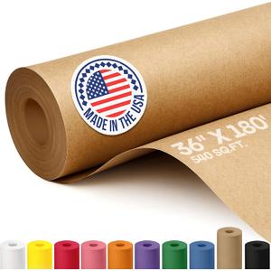 IDL Packaging Brown Kraft Paper Roll 36" x 2160" (180 feet), 30lb Thickness - USA-Made Brown Wrapping Paper for Packing, Moving, Shipping & Crafts/Arts - 100% Recycled Natural Craft Wrap Material