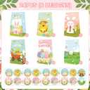 MKLTUHGDG 24 PCS Easter Treat Bags, Easter Goodie Bags, Paper Bags with Stickers Easter Gift Bags for Kids Easter Party Favors Cookies