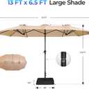 SUPERJARE 13FT Outdoor Patio Umbrella with Base Included, Double Sided Pool Umbrellas with Fade Resistant Canopy, Large Table Umbrella for Deck, Market, Backyard - Beige