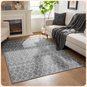Istana 5x7 Area Rug - Dark Grey Rugs for Living Room 5x7 - Foldable Rugs for Bedroom - Stain Resistant Washable Rug - Eco-Friendly Boho Area Rugs - Easy to Clean Living Room Rug
