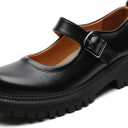 Mary Jane Shoes for Women Platform Mary Janes Pumps Round Toe Non-Slip Casual Shoes Comfortable Dress Shoes Cute School Shoes for Women (9.5, Black)