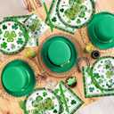 144Pcs St. Patrick's Day Plates and Napkins Green Plaid Lucky Shamrock Disposable Paper Tableware Set for Irish Birthday St Patrick's Day Decorations Serve 24 Guests