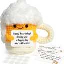 2 x LotFancy Mini Positive Crochet Animals, Friend Birthday Gifts for Women, Handmade Emotional Support Crochet, Small Funny Gifts with DIY Message Card, Knitted Cute Stuff Decor