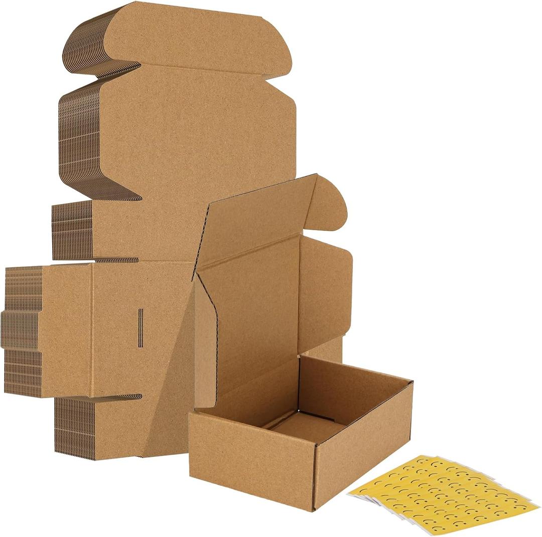HORLIMER 6x4x2 inches Shipping Boxes Set of 25, Brown Corrugated Cardboard Box Literature Mailer