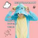 Kids Flannel Animal Onesie Costume Halloween Dress up Christmas for Girls and Boys (8 Years, Blue Seahorse)