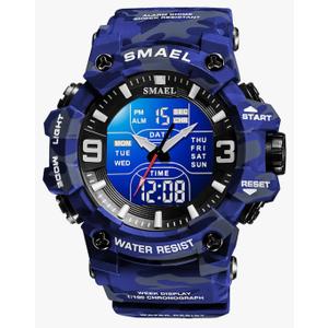 Men's Analog Digital Outdoor Sports Watches Military Tactics Multi Function Watch LED Electronic Large Dual Display Watch Army Luminous Waterproof Wrsitwatch