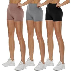 3 Pack High Waisted Biker Shorts for Women – Black Workout Yoga Compression Novelty Shorts for Running, L/XL