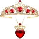 Descendant 4 Crown Red Crown with Hearts Descendant 4 Rise of Red Costume Jewelry Set Evie Costume for Halloween