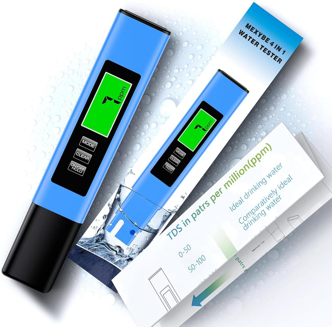 2025 All-New 4 in 1 Tds Meter Digital Water Tester - Accurate and Reliable TDS EC & Temp(C,F) Meter - 0-9999ppm - Professional Testing for Drinking Water, RO/DI System, Aquariums etc (Blue)