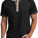 Sailwind Mens Henley Long/Short Sleeve T-Shirt Cotton Casual Shirt (Black, XXL)