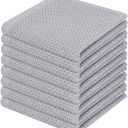 Homaxy 100% Cotton Waffle Weave Kitchen Dish Cloths, Ultra Soft Absorbent Quick Drying Dish Towels, 12 x 12 Inches, 8-Pack, Light Gray