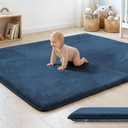 1.3" Thick Baby Floor Play Mat 50x50, Basic Padded Foam Mat for Tummy Time Crawling, Non Slip Cushioned for Babies Toddlers Infants Kids (Blue)