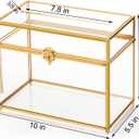 Okllen Glass Wedding Card Box with Lock and Slot, Gold Rim Envelop Box Gift Holder, Vintage Clear Card Box for Wedding Reception, Baby Shower, Birthday, Graduation (Glass Box and Lock Only)