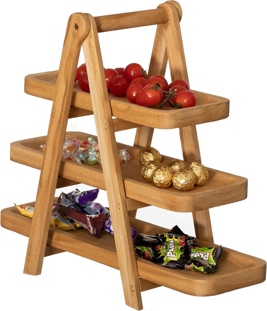 Vintiquewise 3-Tier Wooden Tray Farmhouse Inspired Cupcake Stand Dessert Platter Pastry Holder Appetizer Display for Wedding Party Baby Shower or Tea Time Ideal Decor in Kitchen, Dining or Coffee Bar