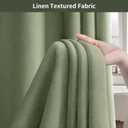 Linen Shower Curtain Green, Fabric Boho Farmhouse Shower Curtains for Bathroom Cotton Natural Cloth Liner Set 72" W x 72" L