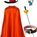 Kids Puss Costume for Boys Girls Spanish Playful Hero Cat Outfit Halloween Cosplay Dress Up Party 4-12y (5 Pcs)