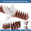 Bird Spikes, 20 Pack Squirrel Raccoon Pigeon Cat Animal Deterrent Spikes Anti-Climb for Outside Anti Animal Defender Spikes Outdoor to Keep Birds Away Brown