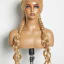 GORGIUS French Braided Wig Double Twist Box Braid Wig with Wavy Ends Honey Blonde Braided Lace Front Wigs with Baby Hair Knotless Synthetic Cornrow Braiding Wig