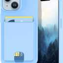 Petocase for iPhone 14 Case/iPhone 13 Wallet Case,Card Holder Slot Ultra Bling Slim Clear Flexible TPU Soft Silicone Protective Phone Case Cover for Apple iPhone 13/14 Light Blue