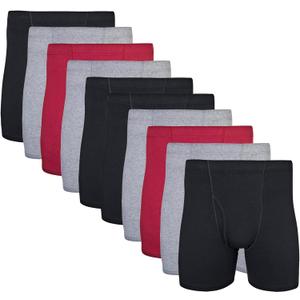 Gildan Men's Underwear Covered Waistband Boxer Briefs, Multipack (Large, Black/Garnet/Graphite (10-pack))