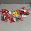 WAOUH Pizza Highchair Banner for 1st Birthday - Fabric Rag Garland Decoration, Cake Smash Photo Prop (80in)