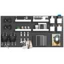 Pegboard Combination Kit, 8 Peg Boards and 30 Accessories Modular Hanging Black Pegboard for Wall, Office Organizer, Keys Holder, Nursery Storage, 44"x22"