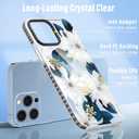 Boaretiu Cute Kawaii for iPhone 13 Pro Case with Stand - Fashion Cool 360° Rotate Ring Holder Kickstand Blue Flower Design for Women Girls Boys Teens Girly for iPhone 13 Pro Phone Case