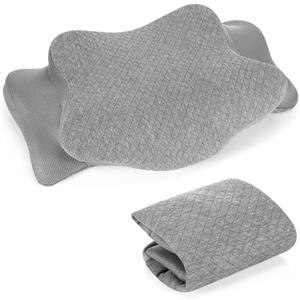 HunnmingRe Cervical Pillow Case Cover Comfortable and Breathable Memory Foam Cervical Neck Pillow Case Cover with Zipper(Gray,Standard Size)