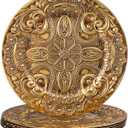 MAONAME Antique Gold Charger Plates, Set of 6, 13" Plastic Plate Chargers for Dinner Plates, Round vintage Charger for Plates