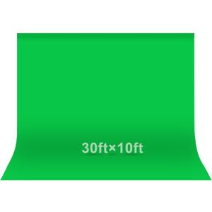 EMART Green Screen Photo Backdrop, 30x10 ft Photoshoot Backdrop Chroma Key Green Screen Polyester Cloth Fabric Curtain for Background Removal, Zoom Meeting, Photo Video Studio, Live Streaming