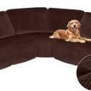 Arfntevss Sectional Recliner Couch Covers Velvet Corner Sectional Sofa Cover for Reclining Couch Stretch Soft L Shape Recliner Slipcover Thick U Shaped Washable Protector (5 Seat Cover, Dark Brown)