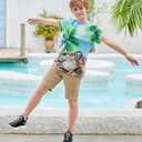 RAISEVERN Boys Girls 3D Graphic Printed T-Shirts Short Sleeve Summer tees for 4-14 Years (1a-hawaiian Style 03)