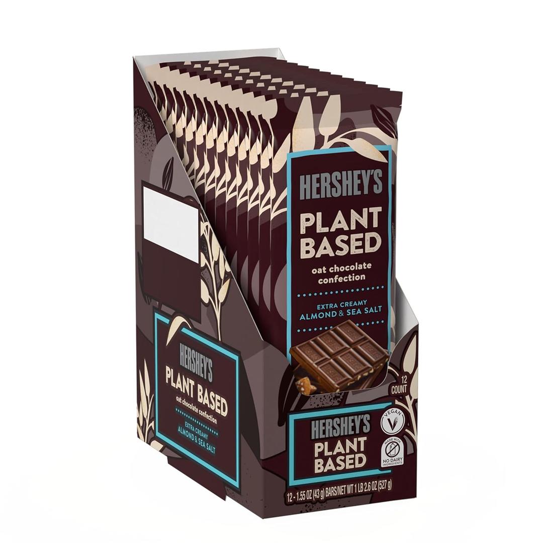 HERSHEY'S Plant Based Extra Creamy with Almond and Sea Salt Candy Bar, 1.55 oz. (12 Count) Best By September, 2025