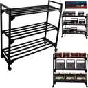 Battery Rack, Car Battery Rack, Battery Display Rack, Rolling Battery Shelf, Heavy Duty Battery Stand with Wheels