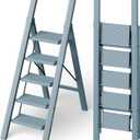 Mayi Plus 5 Step Ladder, Lightweight Folding Step Stool with Convenient Handgrip,Aluminum 330lbs Capacity Step Ladder for Office,Household,Kitchen,Library(Blue)
