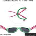 Kids Sunglasses TPEE Unbreakable Frame Polarized Sports Glasses with Adjustable Strap For Boys Girls Age 5-12 (Green Pink Frame/Grey Lens)