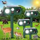 4Pack Sonic Fortress Pro Deer Repellent Device,Solar Ultrasonic Animal Repellent with Flash Light to Protect Hostas&Plants,Motion Activated Deer Repellent Devices for Plants,Yard,Garden
